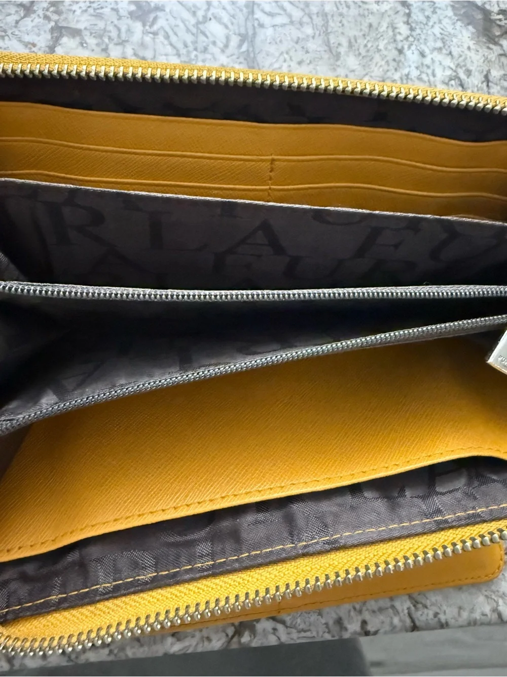 Furla Mustard Yellow Leather long Zip Wallet